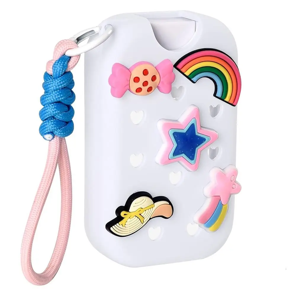 Lightweight Hand Sanitizer Spray Case With Charms Keyring Protective Cover Heart-shaped Hole Shockproof for Touchland 30ml