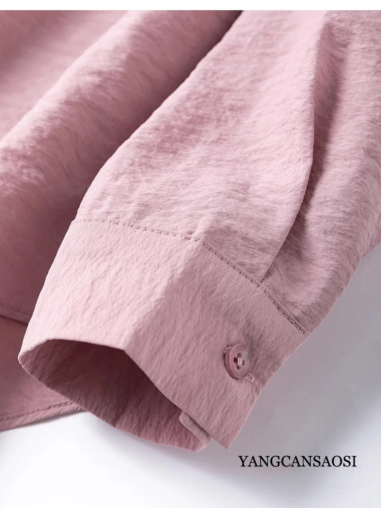 76% Natural Mulberry Silk Dry Silk French Pocket Design Turn-down Collar Loose Office Women's Commuting Long Sleeved Shirt