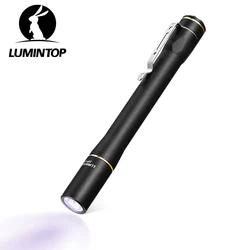 Mini EDC UV Flashlight Pen Light 365nm Wavelength Luminus SST-10-UV LED Torch Aluminum Portable Lighting 2*AAA Battery IYP365