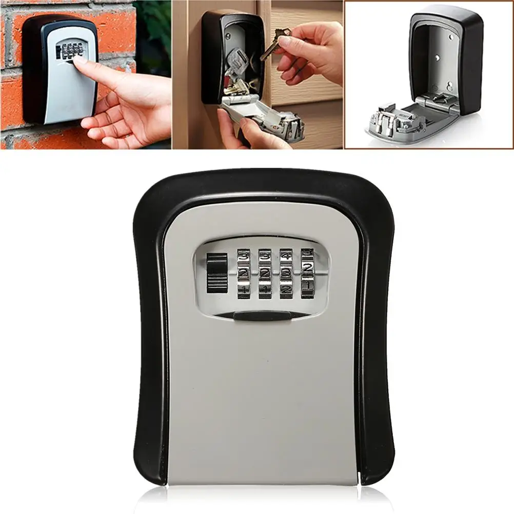 

Wall Mount Lock Box Key Storage Lock Box with 4 Digit Combination Key Safe Box for Home Garage