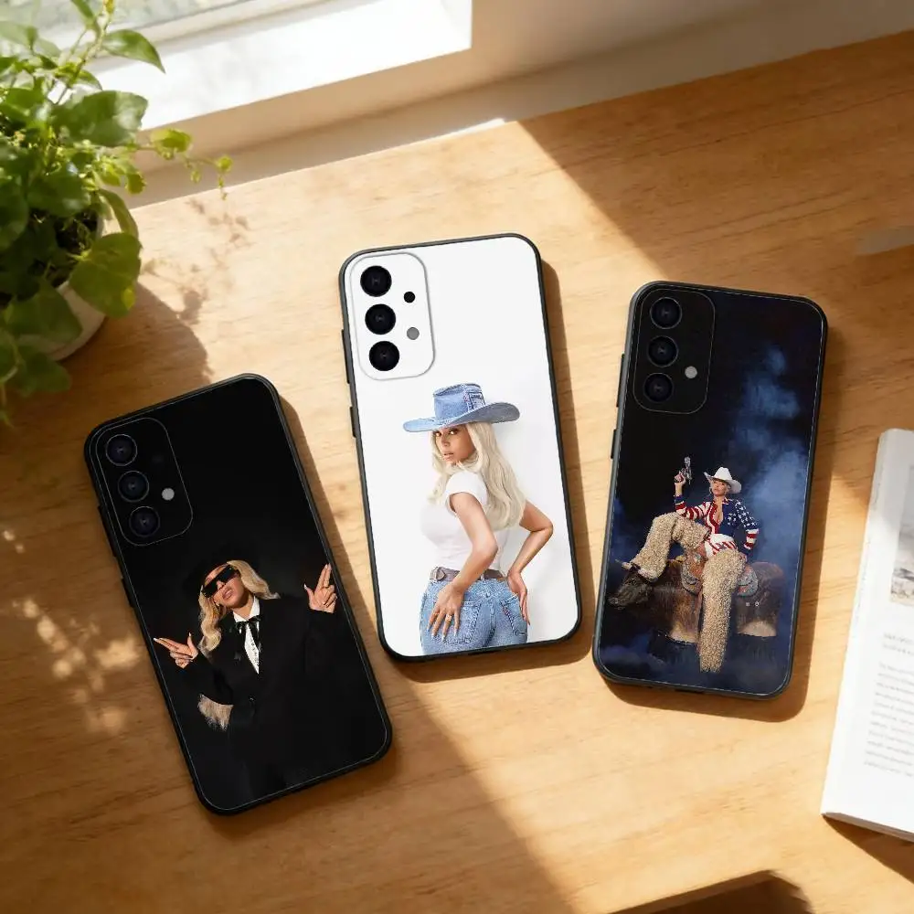 

B-Beyonce Cowboy Phone Case For Samsung S25,S24,S21,S22,S23,S30,Ultra,S20,Plus,Fe,Lite Black Shell