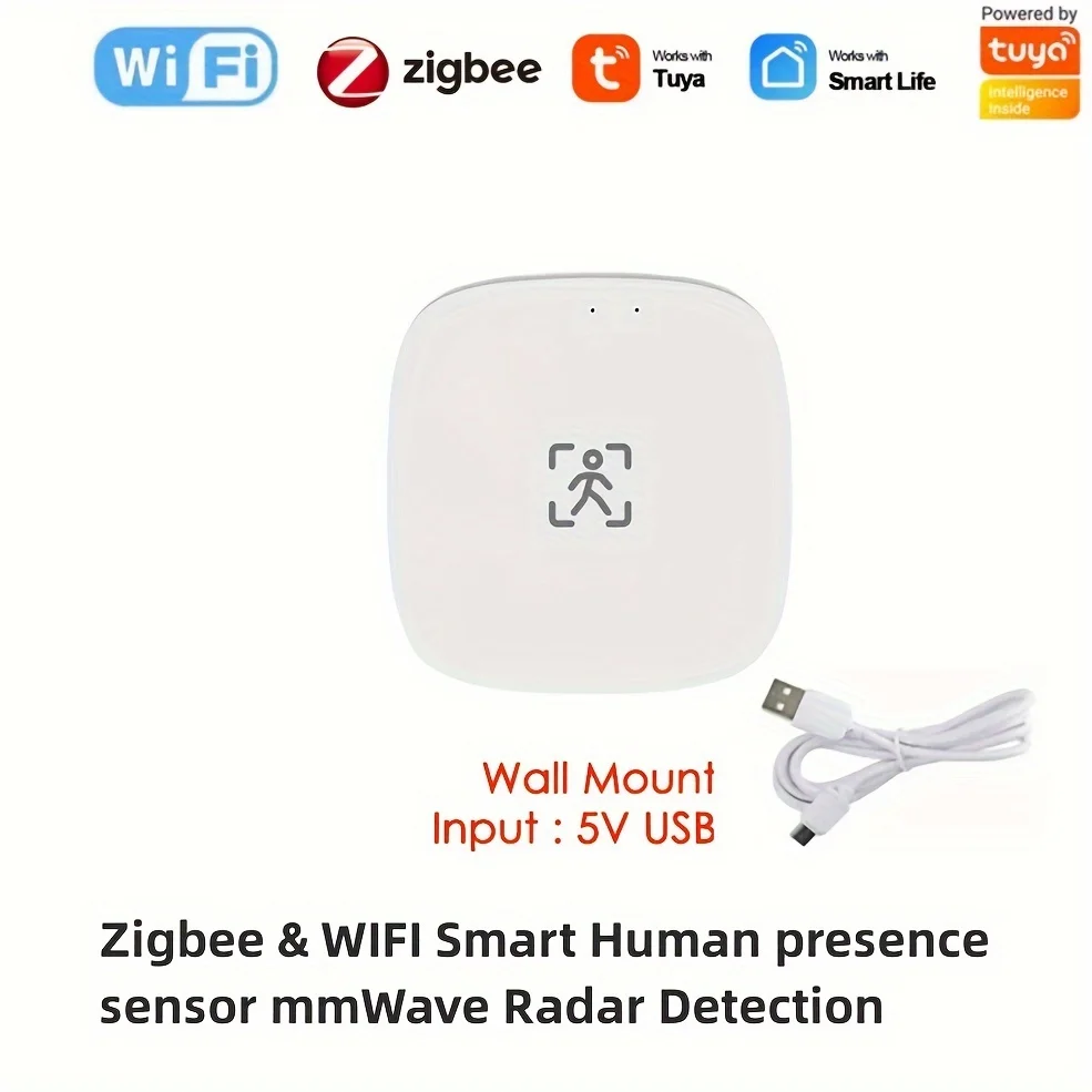 Tuya WiFi/ZigBee Smart Human Presence Detector Millimeter Wave Radar Smart Motion Sensor for Smart Home Security Automation