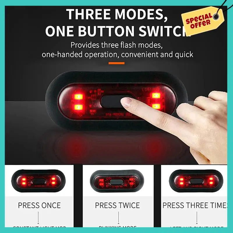 

-ABHW 3X LED Helmet Light,Motorcycle Helmet Brake Light Rechargeable Bike Rear Red Safety Warning Light For Night Riding