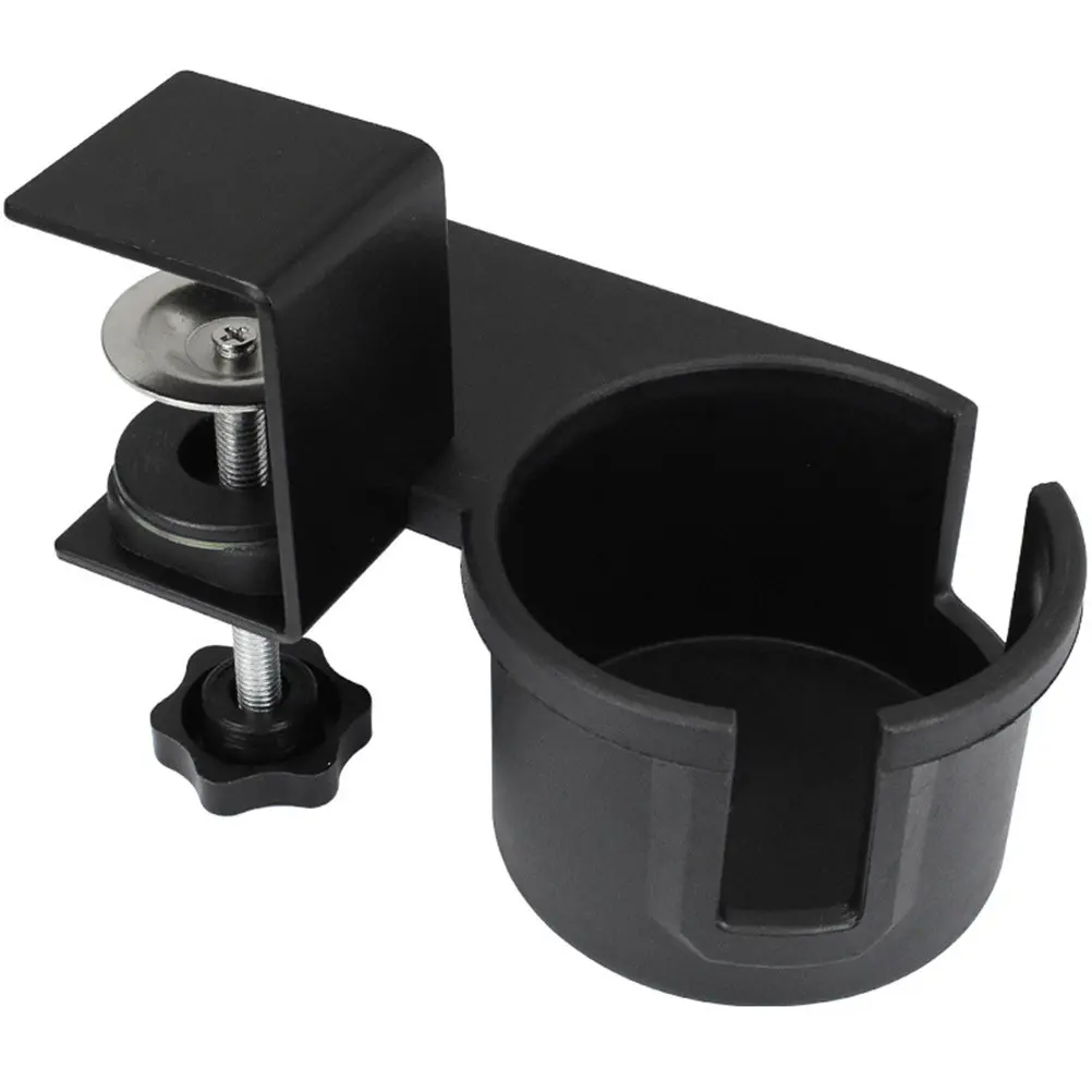 Desktop Strong Clip-on Cup Holder Rotary Design with Anti-Slip Mat Desk Side Cup Fixing Holder for Office Classroom Car Bottle