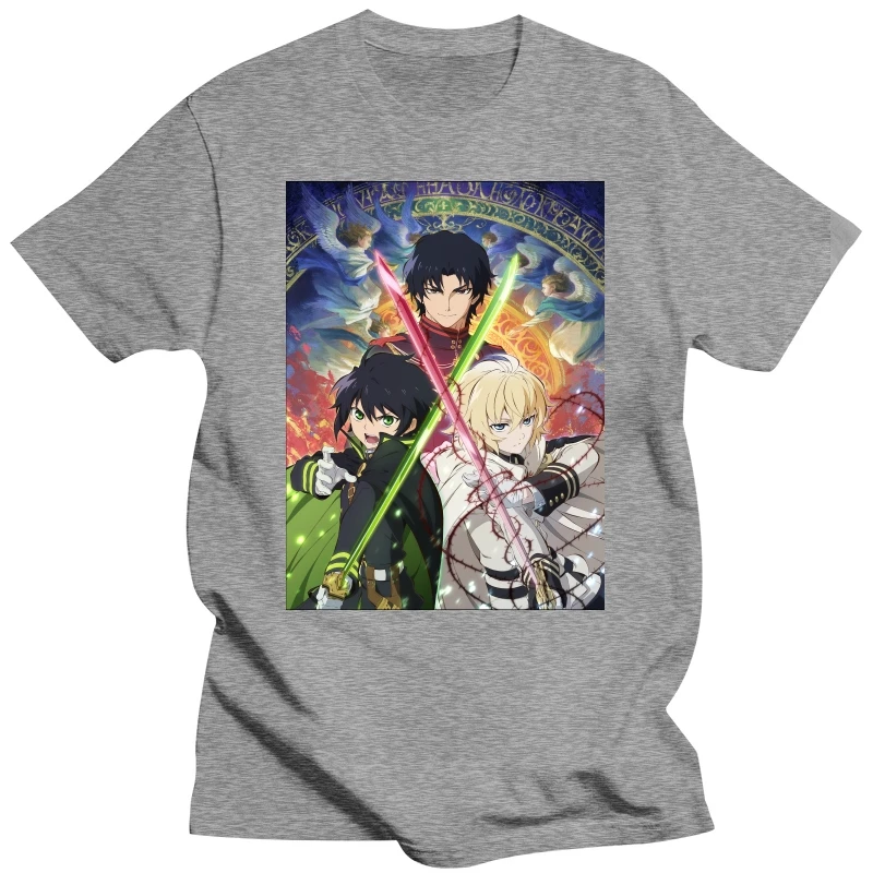 Owari No Seraph Visual Homme Cool T-Shirt Seraph Of The End Dark Fantasy Anime Series Tees Pure Cotton Oversized Short Sleeve