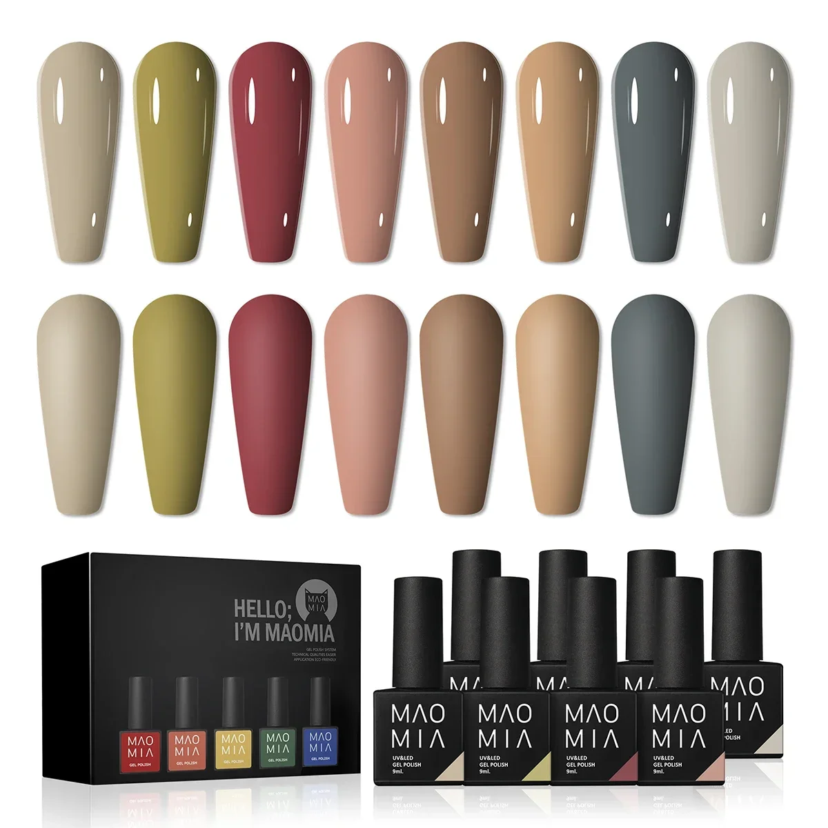 9ML Nail Polish Kit Dark Charm Beauty Series Semi Permanent Long Lasting Organic UV LED Nail Gel Varnish Top Coat