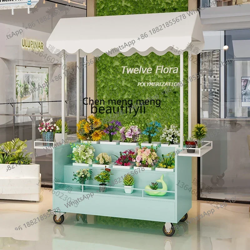 Z189 A06 كشك عربة زهور متنقلة حامل عرض متجر الزهور حامل متنقل تعويم في الهواء الطلق