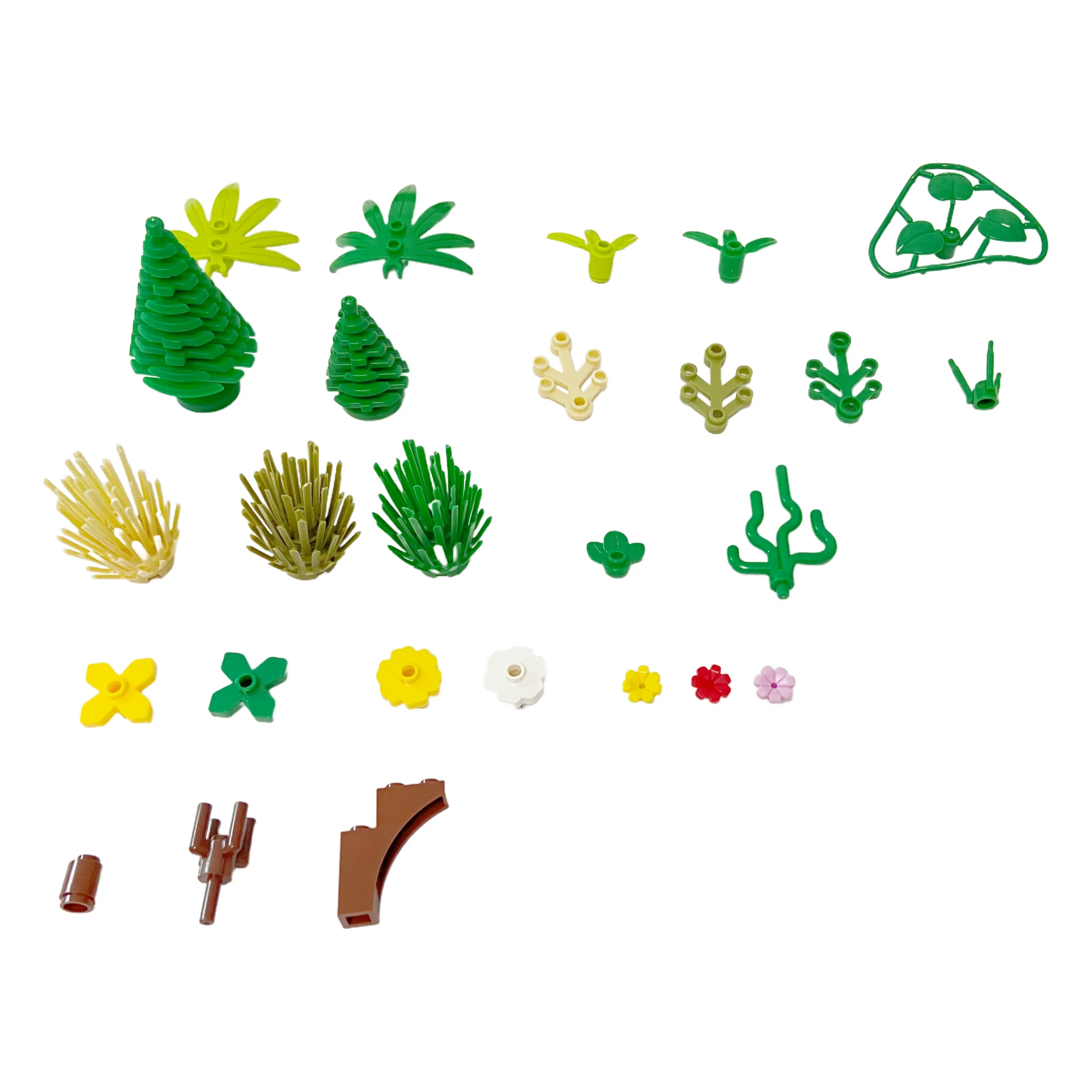 100g Plants Building Blocks DIY Toys Leaves Grasses Pine Trees Bamboo Flowers Multi-scene Construction Practical Accessories