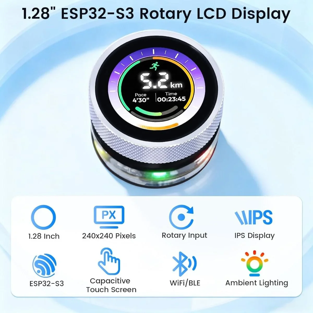 Hot Sale Elecrow CrowPanel 1.28inch LVGL ESP32 HMI Rotary Display 240*240 IPS Round Knob Touch Screen with Free Shipping