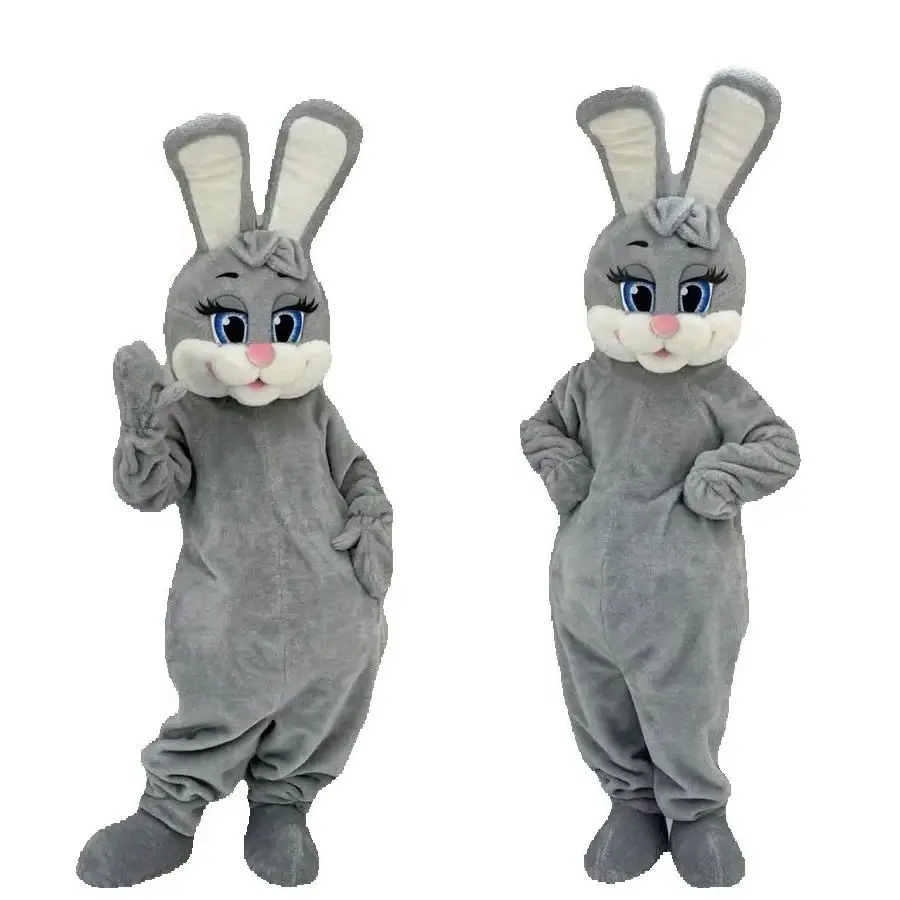 

Grey Bunny Rabbit Mascot Costume Adult Cartoon Character Outfits Attractive Halloween Xmas Carnival Party Events Fancy Suits