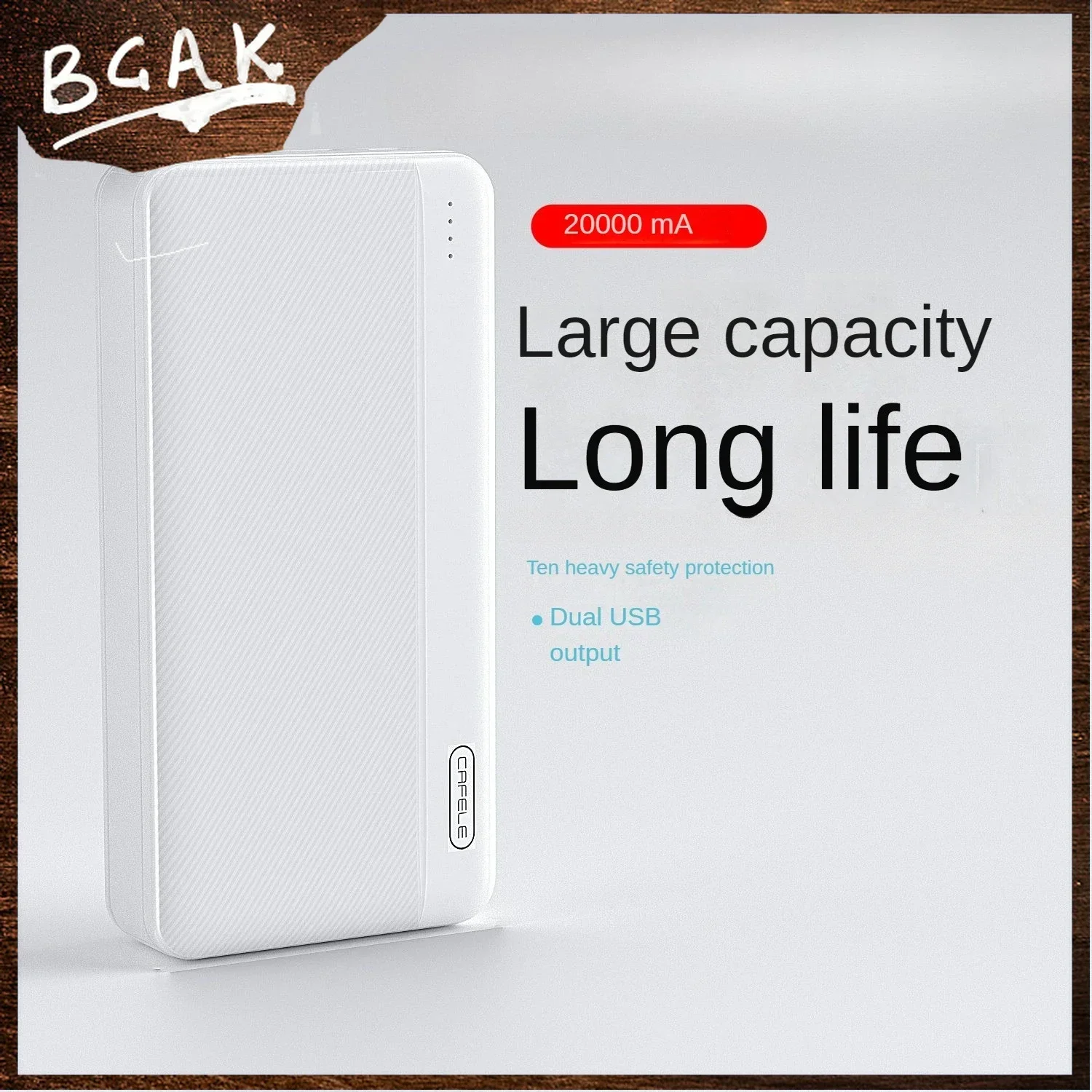New Style BCAK Large Capacity Power Bank 200000mAh 20000mah Fast Charging Portable for Android Mobile Phone Universal BCAK