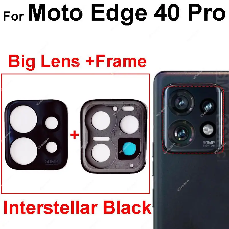 Rear Camera Glass Lens Cover For Motorola Edge 40 Pro Back Camera Lens With Frame Cover Holder Replacement Repair Parts