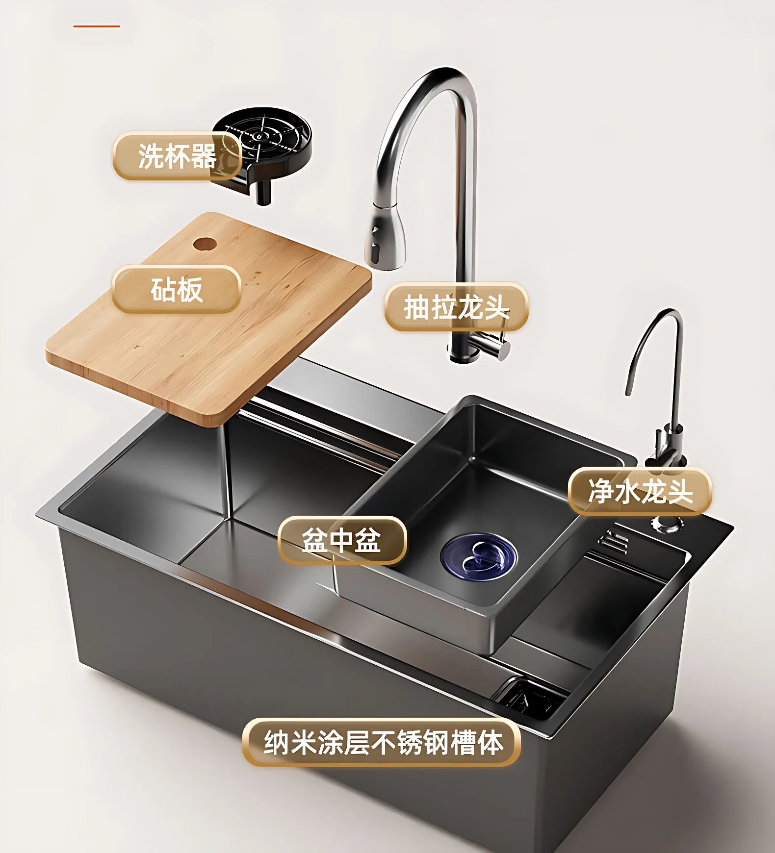 

Large Single Sink Thickened 304 Stainless Steel Kitchen Sink Household Sink