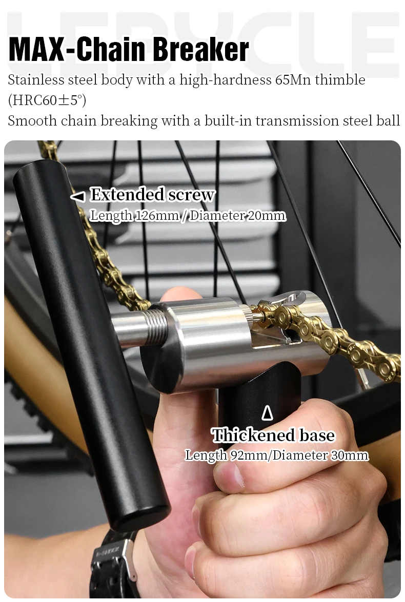 LEBYCLE Professio Fahrradkettenbrecher Fahrradketten-Schneidewerkzeug für Fahrradketten mit 1~12 Gängen, Werkzeug zum Ein- und Ausbau der Kette – Detail 1