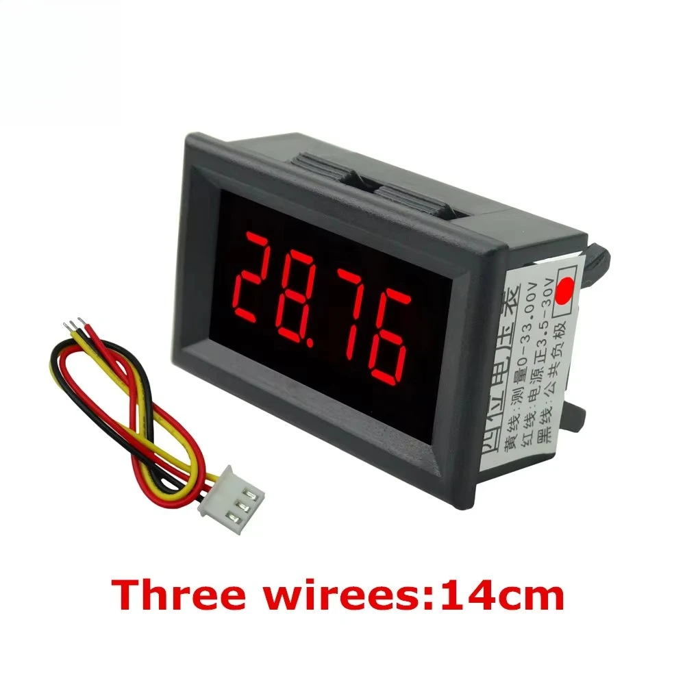 Voltímetro digital DC de 4 dígitos 0,36 "0-33,00 V com display de concha LED colorido medidor de painel de tensão de três fios