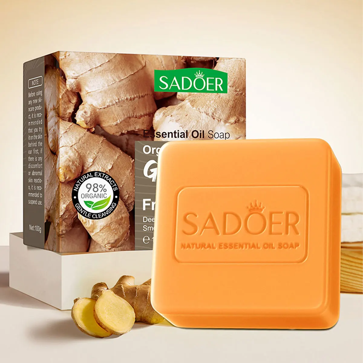 

Ginger Essential Oil Soap For Oil Control, Firming Moisturizing. Handmade Soap With Ginger Deodorizing And Refreshing Properties