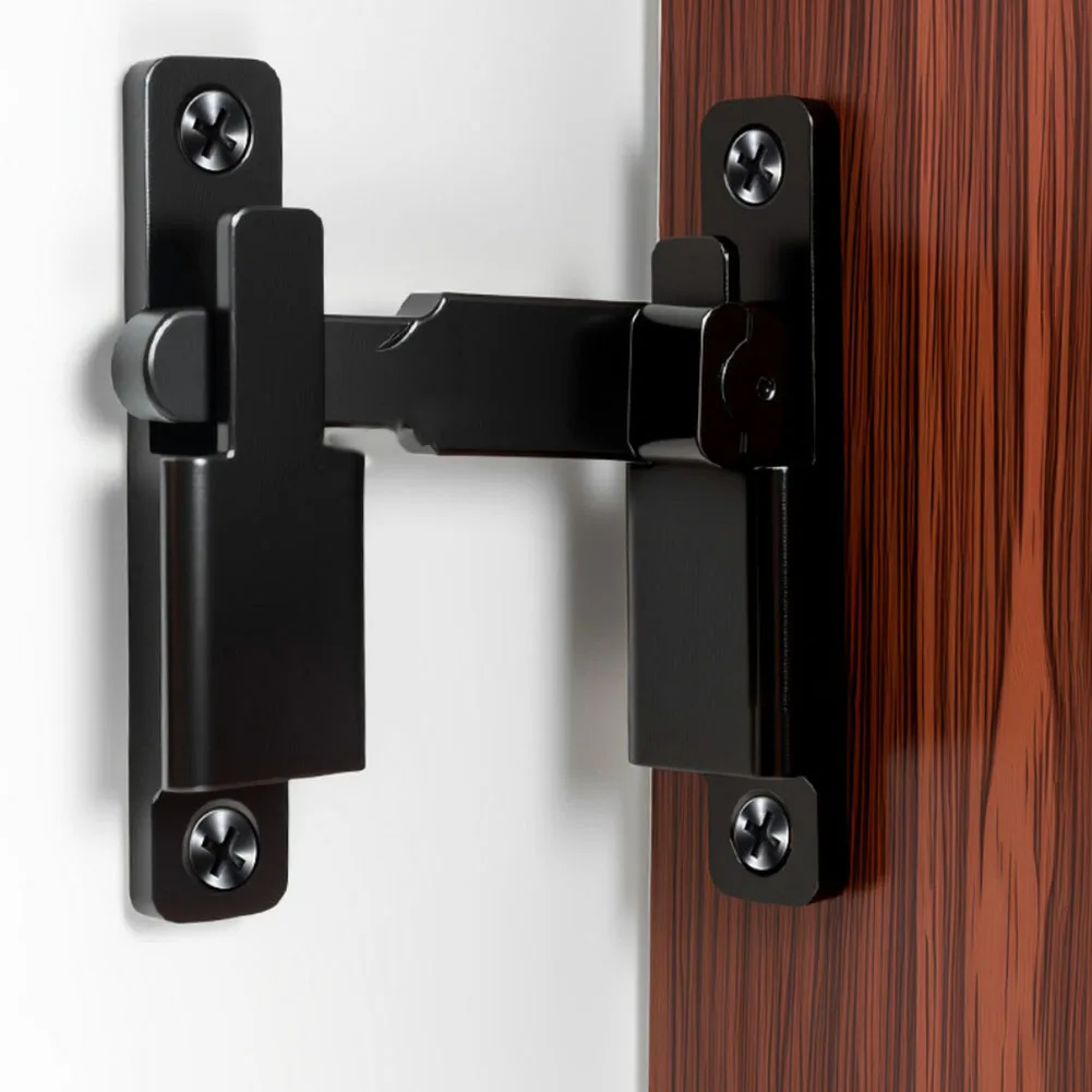 

180 Degree Barn Door Lock with Flip Gate Latch Provides Enhanced Security and Mounting Options for Multiple Door Types