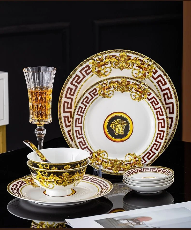 

HYS tableware set, dishes, European-style simple household bone china tableware, dishes, gifts, ceramic bowls and spoons