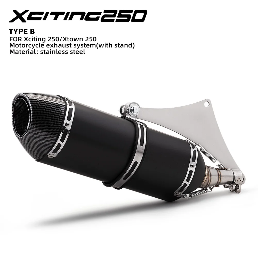 Slip On Scooter Exhaust Escape System 51mm Middle Link Pipe Modified Muffler For Kymco Xciting 250 300 250i 300i