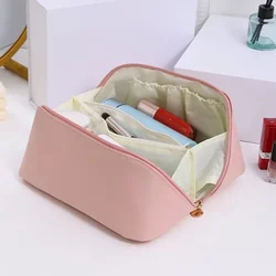 Fashion Girls Women Cosmetic Bag Plaid Toiletries Travel Storage Bag PU Leather Portable Waterproof Organizer Makeup Bag