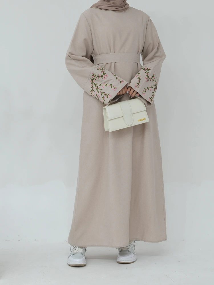 Robe musulmane brodée florale pour femmes, Abayas à lacets, Robe longue arabe, Robe éducative, Eid, Maroc, Ramadan, Kaftan, Islam, Largo, Dubaï