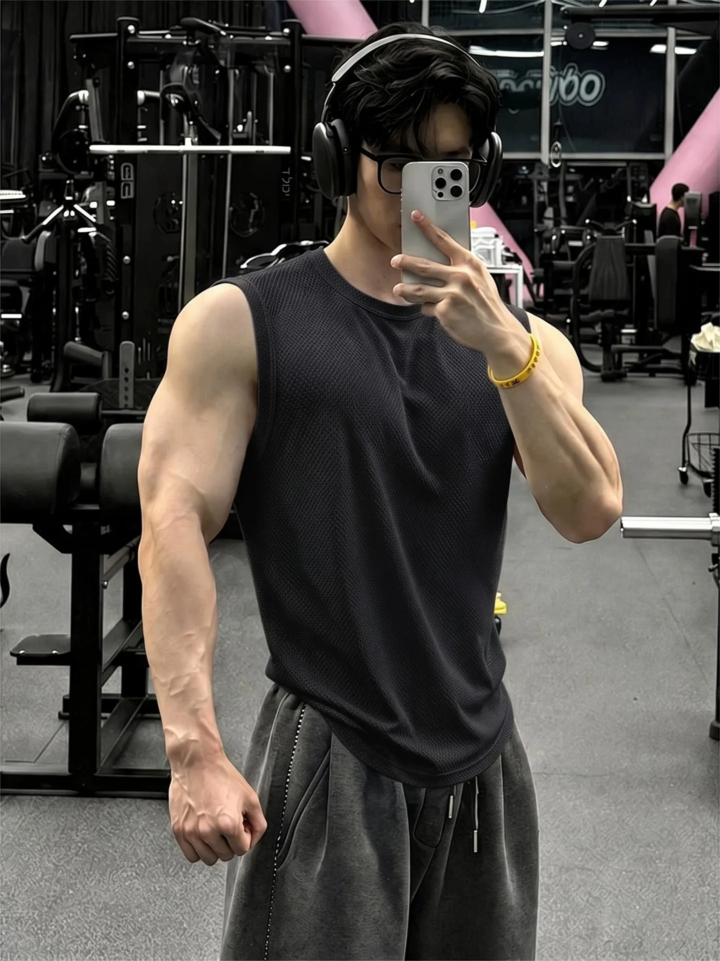 Blue Dragon Scale Pattern Breathable Sports Vest Men's Summer Fitness Training Sleeveless T-Shirt Quick Dry Shoulder Sweatshirt