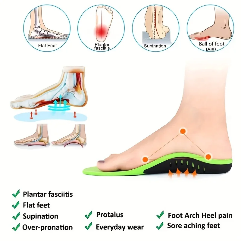 Orthopedic Insole Thickened Arch Support Shoes Pad for Flat Feet Sport Shock Absorption High Elastic Wear Resistant Foot Cushion view 4