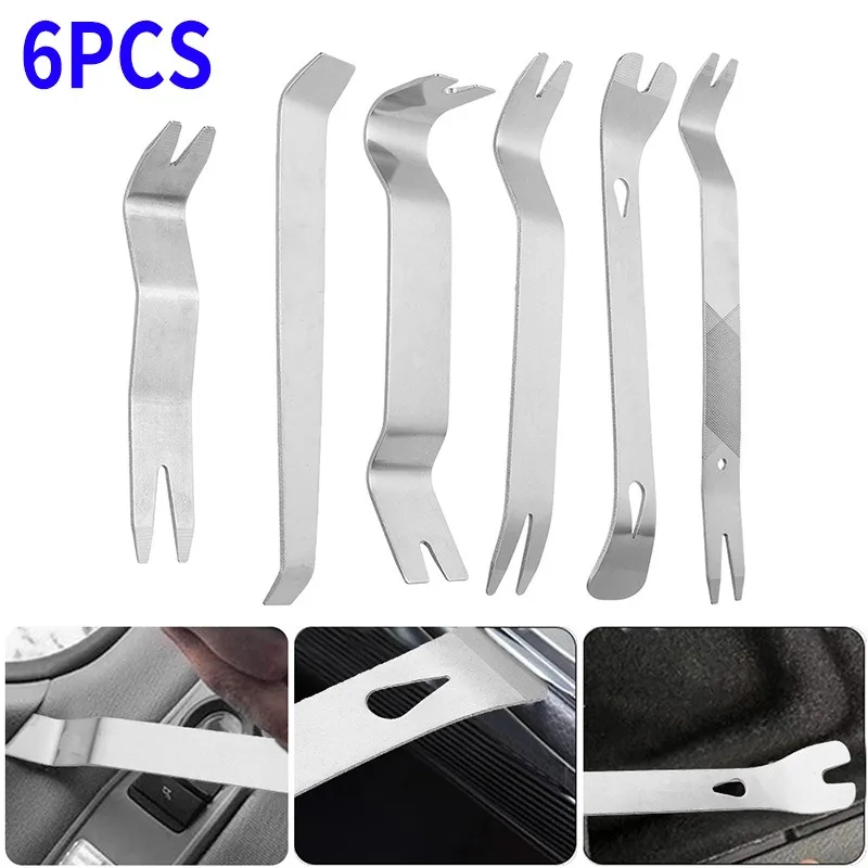 6Pcs Car Interior Trim Removal Tool Kit, Auto Door Panel Audio Radio Pry Disassembly Tools with Storage Canvas Bag