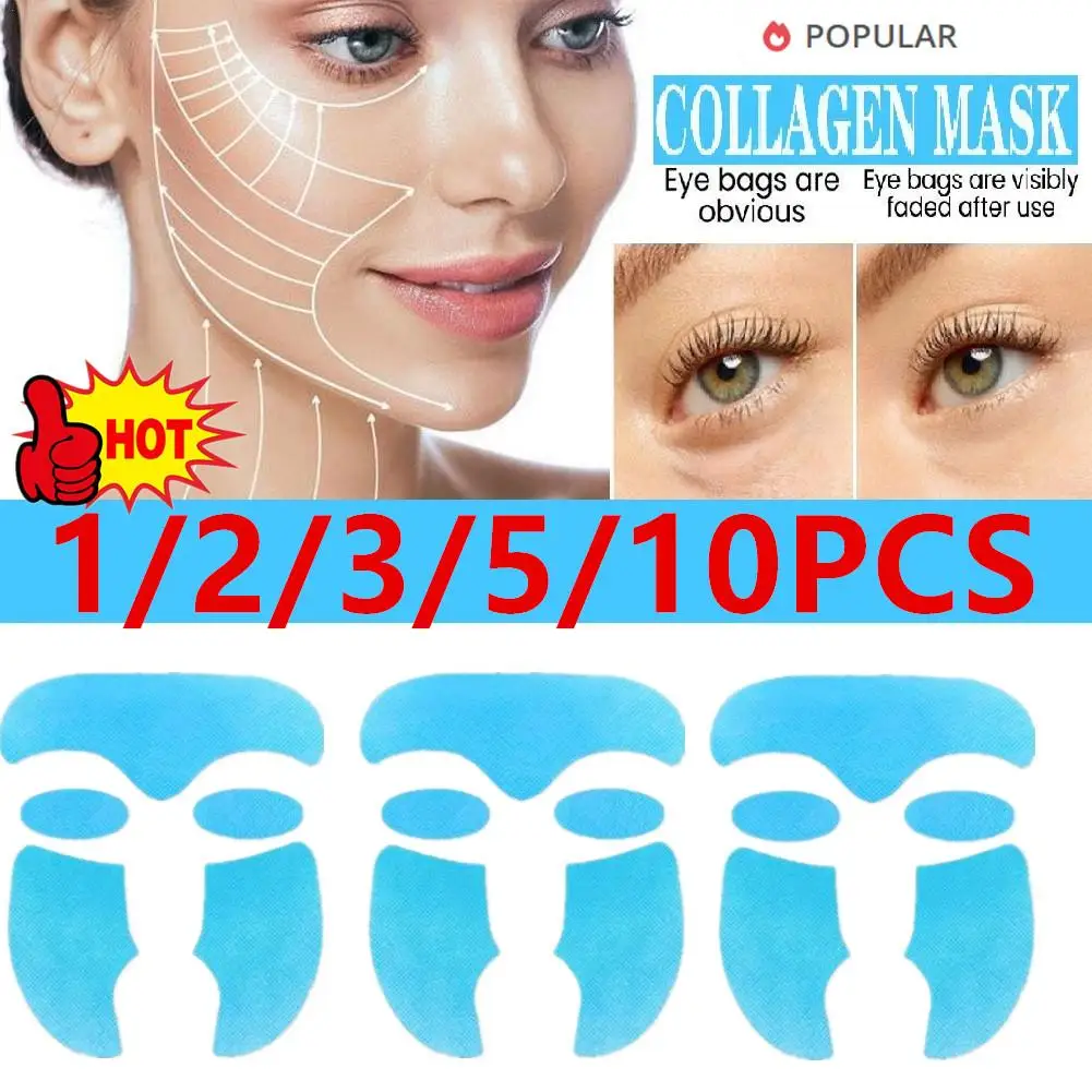 

Lot Collagen Mask Set Anti-aging Wrinkles Paper Soluble Facial Mask Face Skin Cheek Sticker Forehead Patch Smile Lines Patches