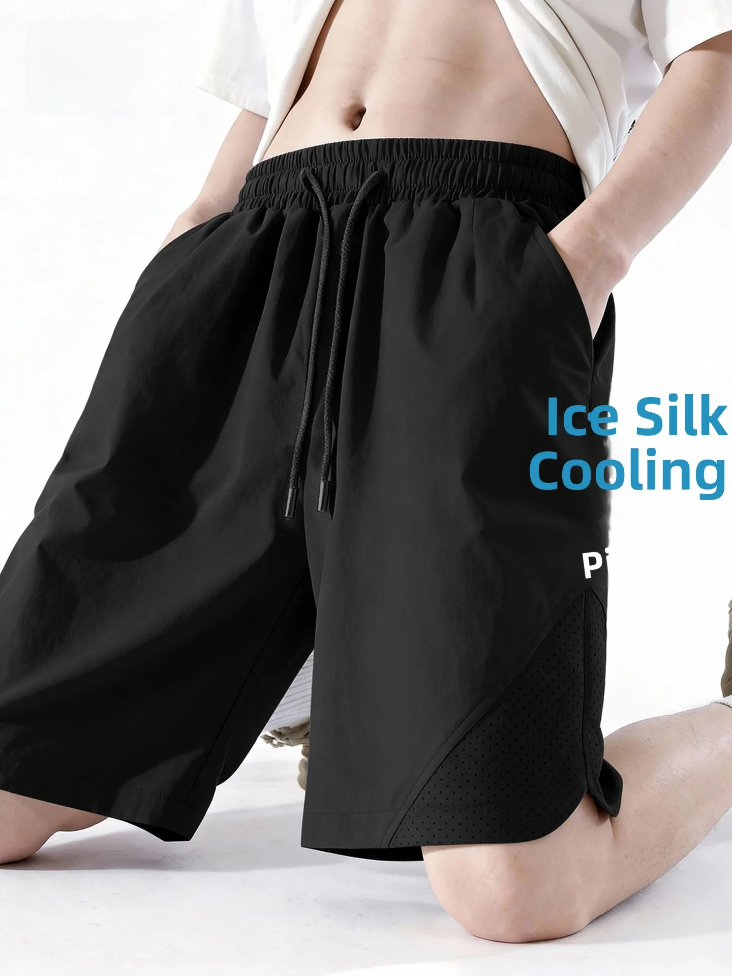 

Мужские шорты Warrior из ледяного шелка: легкие, повседневные, летние, новые, черные, с охлаждающим эффектом, для активного отдыха и спорта