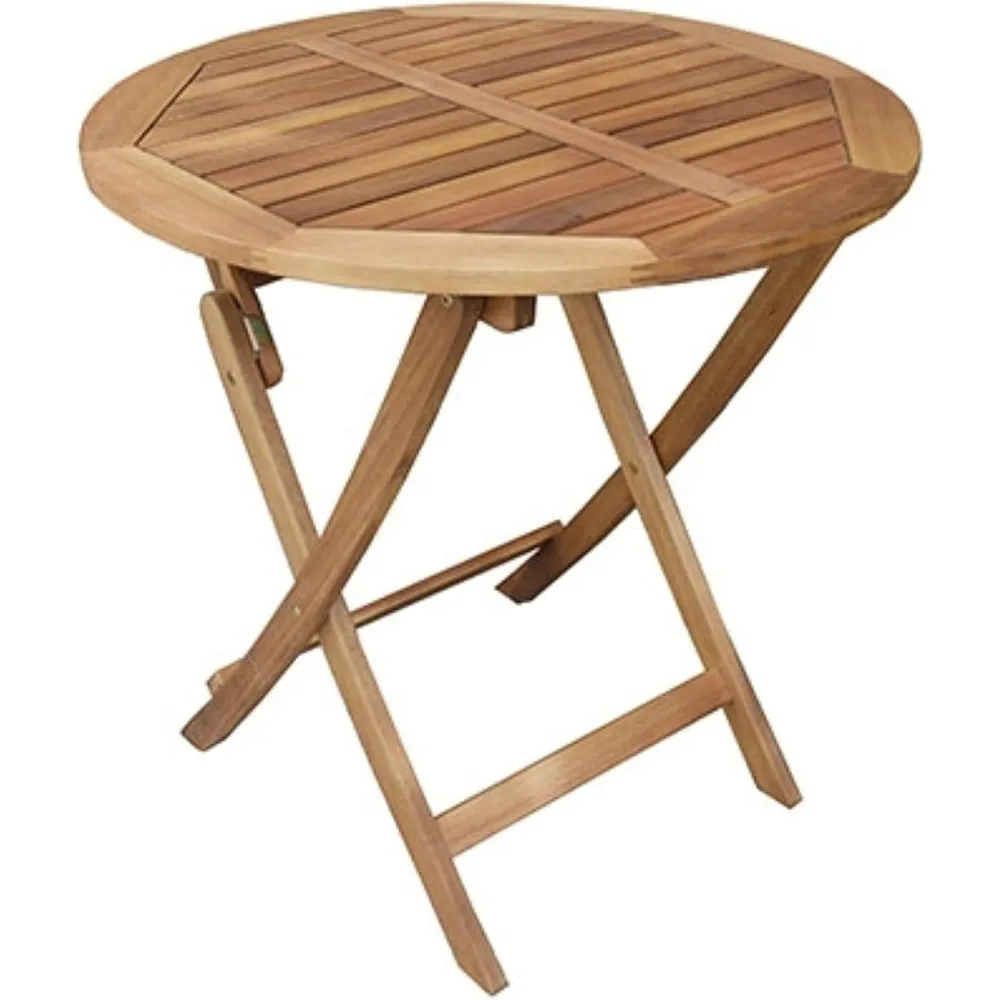 

Outdoor Patio Table, Round Foldable Acacia Wood Deck Bistro Bar, Portable Apartment, Balcony, Railing & Porch Furniture,