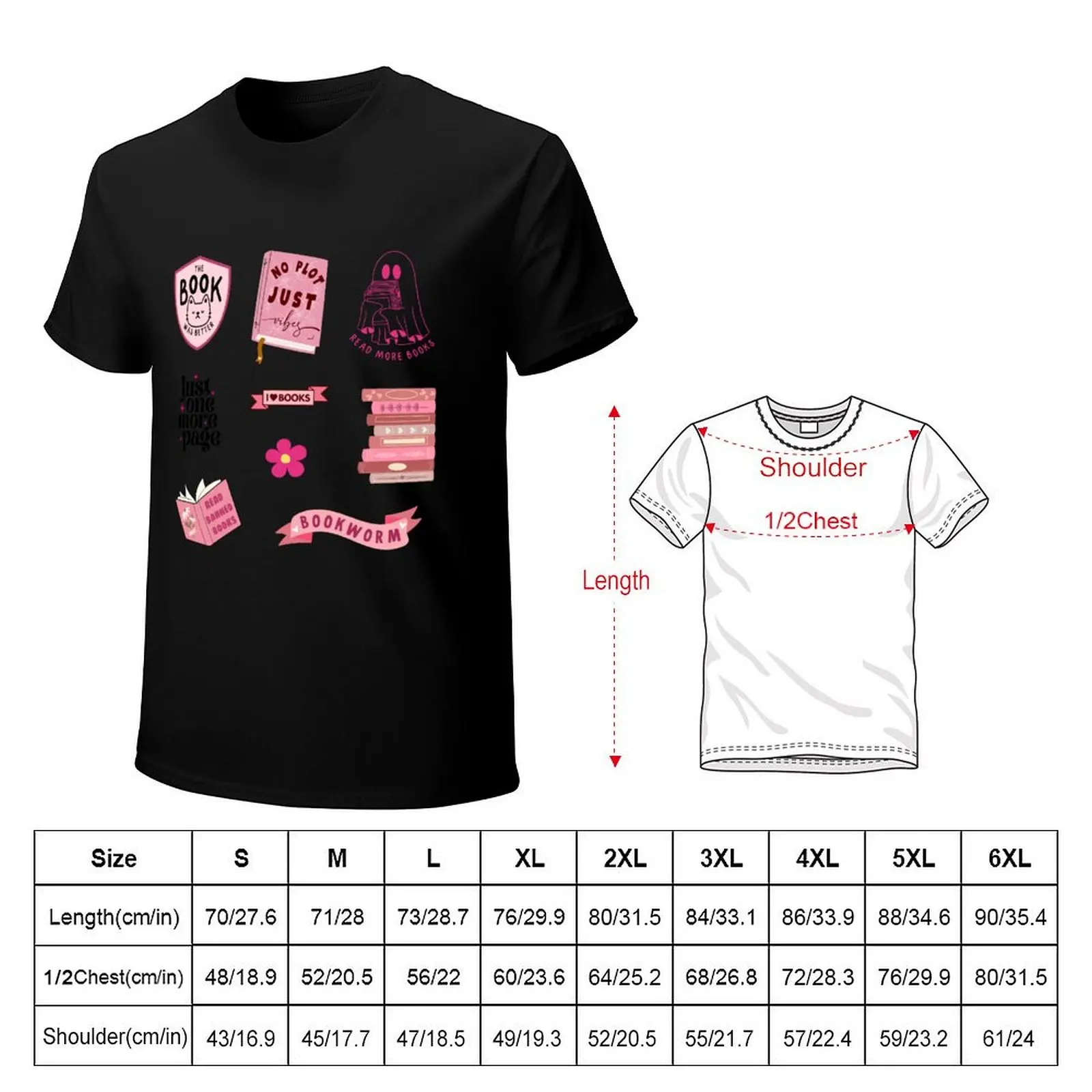 Pink Bookish Pack T-Shirt All Match Print Short Sleeve Top