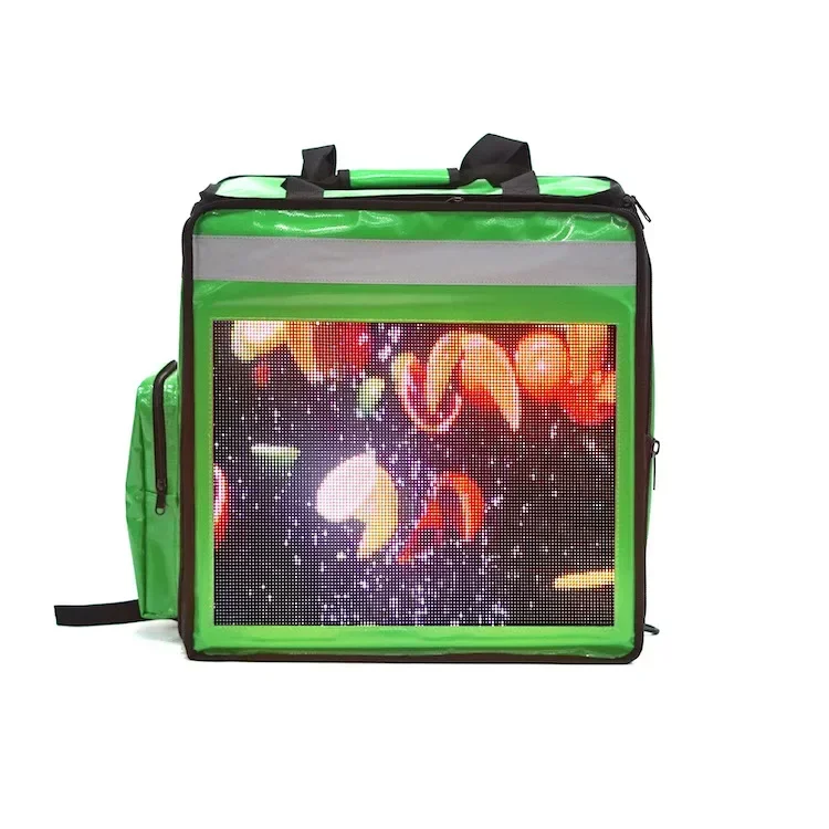 wholesale batter power battery powered insulated backpack led catering hot and cool heated food delivery bag with led screen