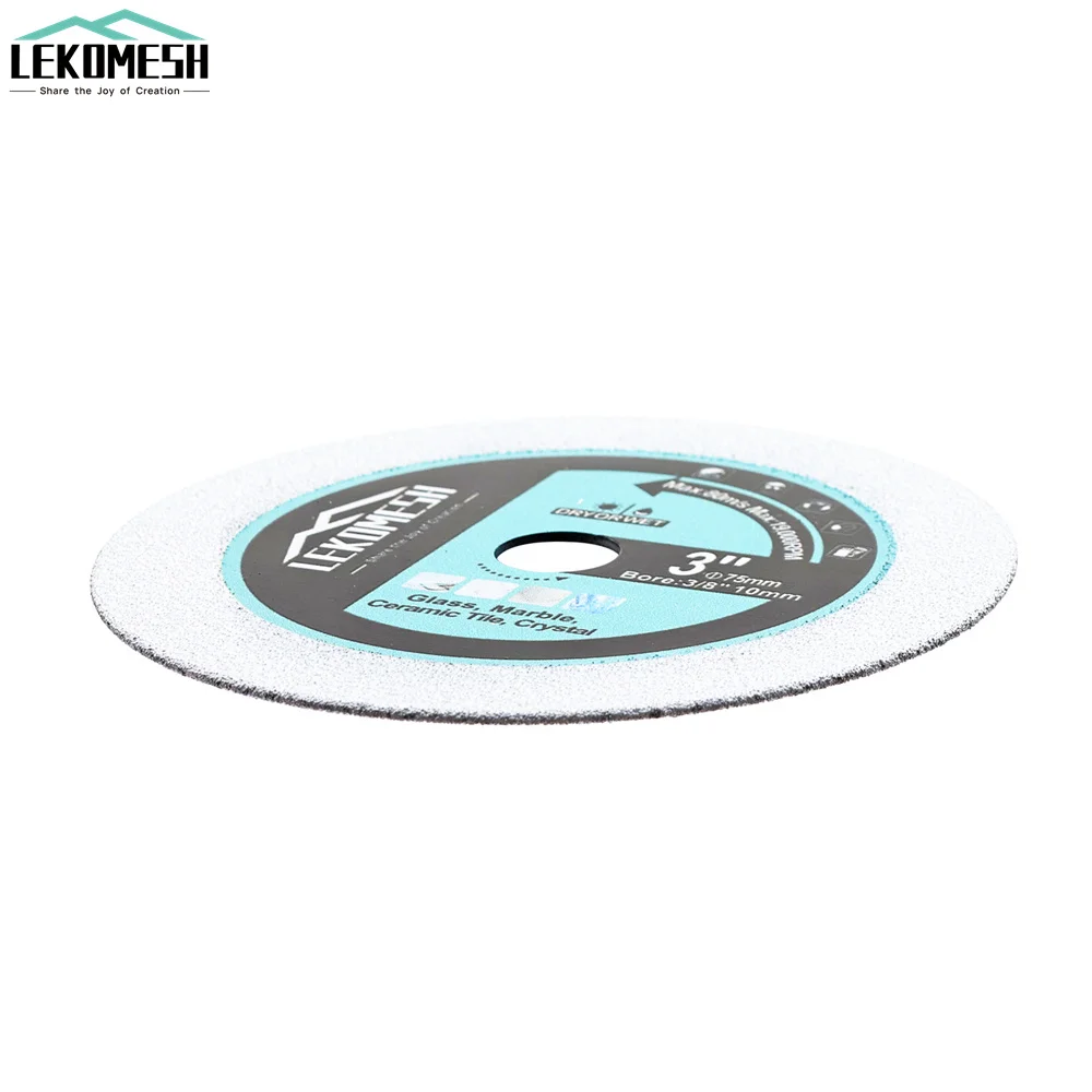 LEKOMESH 1pc Dia 75mm/3inch Diamond Saw Blade For Glass Jade Crystal Wine Bottal Cutting Disc Diamond Turbo Cutting Disc