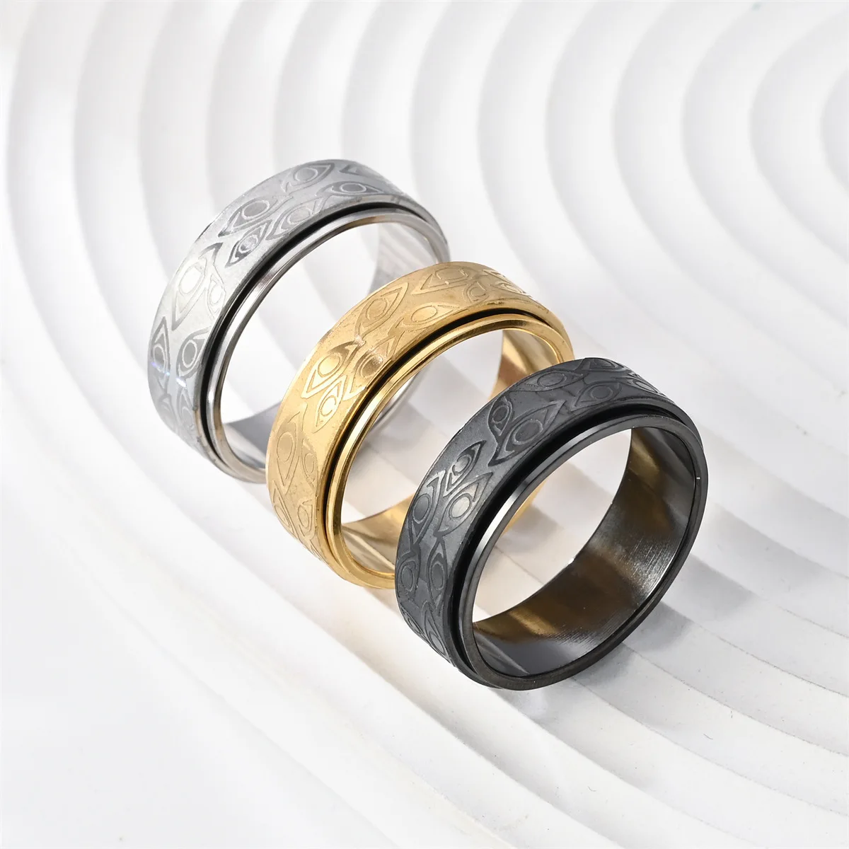 

2025 Evil Eye Spinner Ring – Vintage Stainless Steel Unisex Jewelry