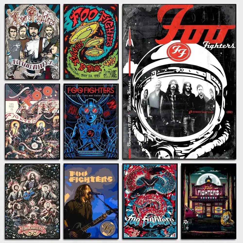 Classic Band Collection Foo Fighters Anime Posters Sticky Decoracion Painting Wall Art White Kraft Paper Wall Decor