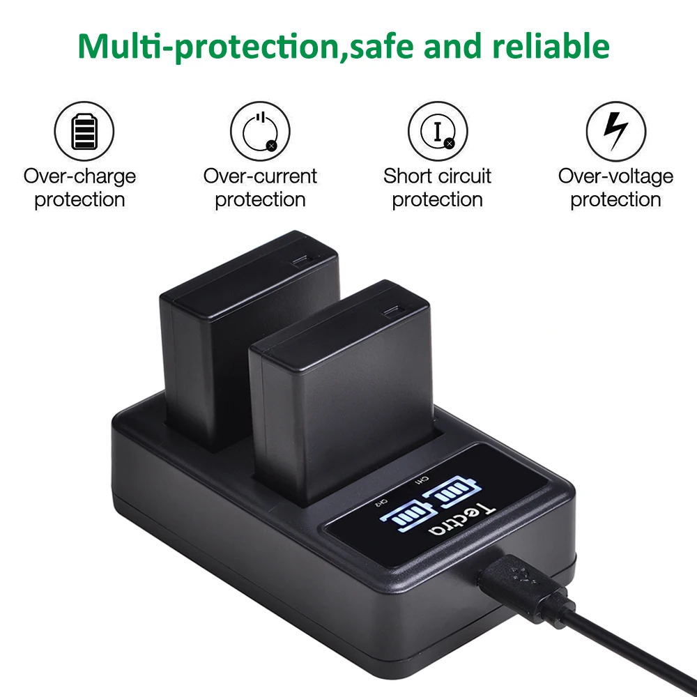 DMW-BLG10 DMW-BLE9 Battery + LED Dual Charger for Panasonic Lumix DC-ZS80, DC-GX9, DC-LX100 II, DC-ZS200, DMC-GX80, GX85