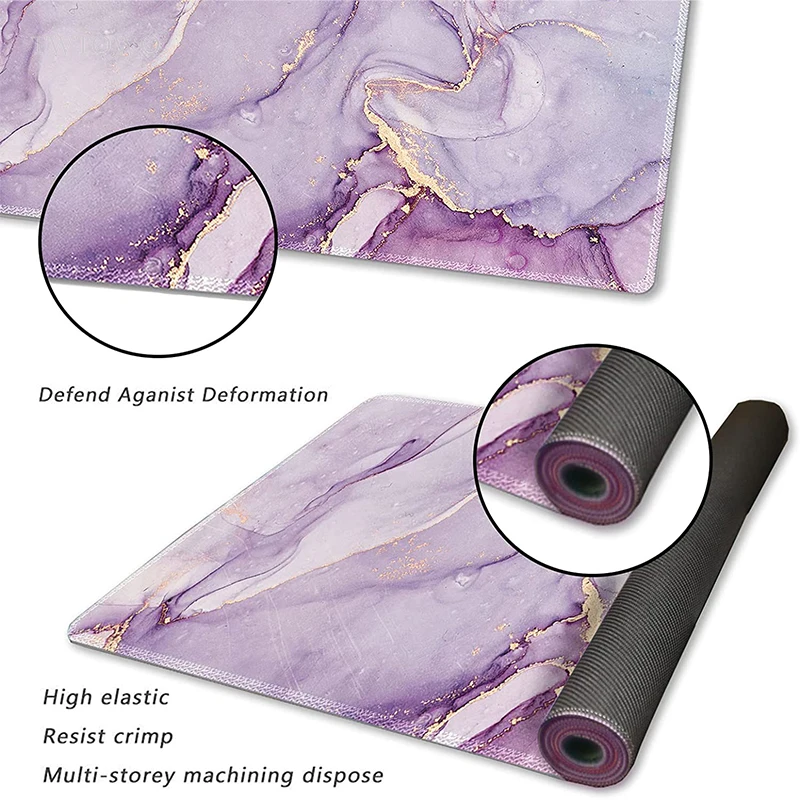 Mouse Pad Gamer Purple Marble XL Computer Home Custom Mousepad XXL Mechanical Keyboard Pad Natural Rubber Non-Slip Carpet