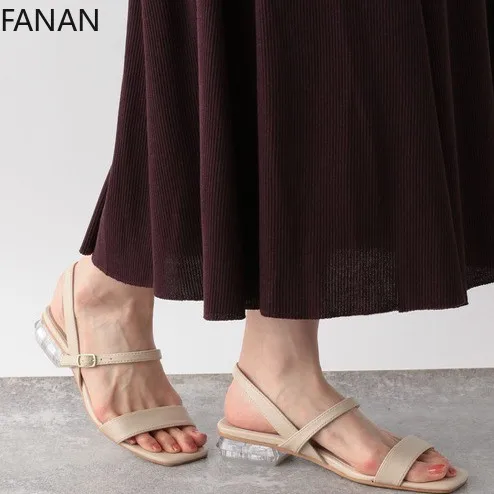 

Retro Sandals Square Toe Crystal Heel Japanese Original High Heel Sandals Sweet Shoes for Women Summer Flat Slippers