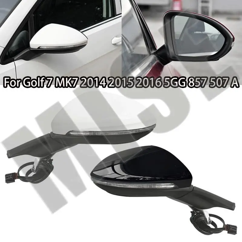 Dla Golf 7 MK7 2014-2016 samochód elektryczny składany lusterko wsteczne montaż elektryczna regulacja ogrzewanie lustro ze światłem 5GG857507A