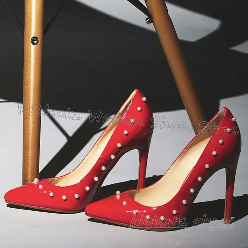 

Туфли-лодочки без шнуровки с каймовым жемчугом, милая новинка, модная роскошная пикантная вечеринка, свадьба, женские туфли на очень высоком тонком каблуке, новинка с острым носком