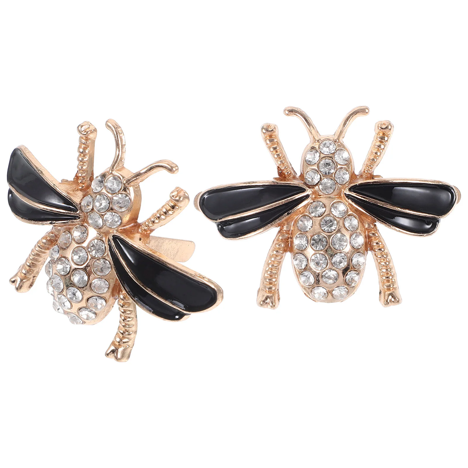 2 Pcs Shoe Buckle Rhinestone Charms Women Horn Flat Clips Accessories for Girls Bee Decor Metal