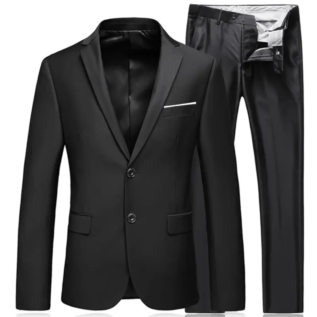 2 Piece Men\'s Business Fashion High Quality Gentleman Black Suit Set / Blazers Coat Jacket Pants Classic Trousers