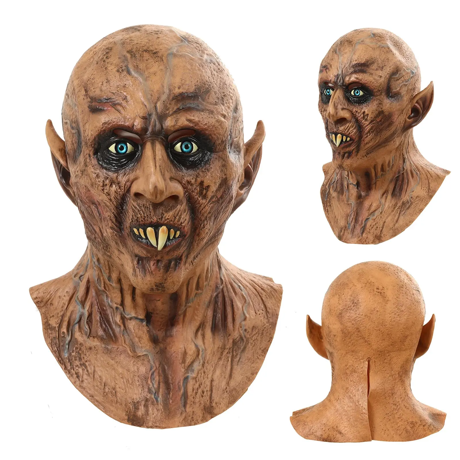 Masque de Vampire effrayant pour Halloween, masque de démon d'horreur, casque de Zombie réaliste, Costume d'halloween, accessoires effrayants pour adultes