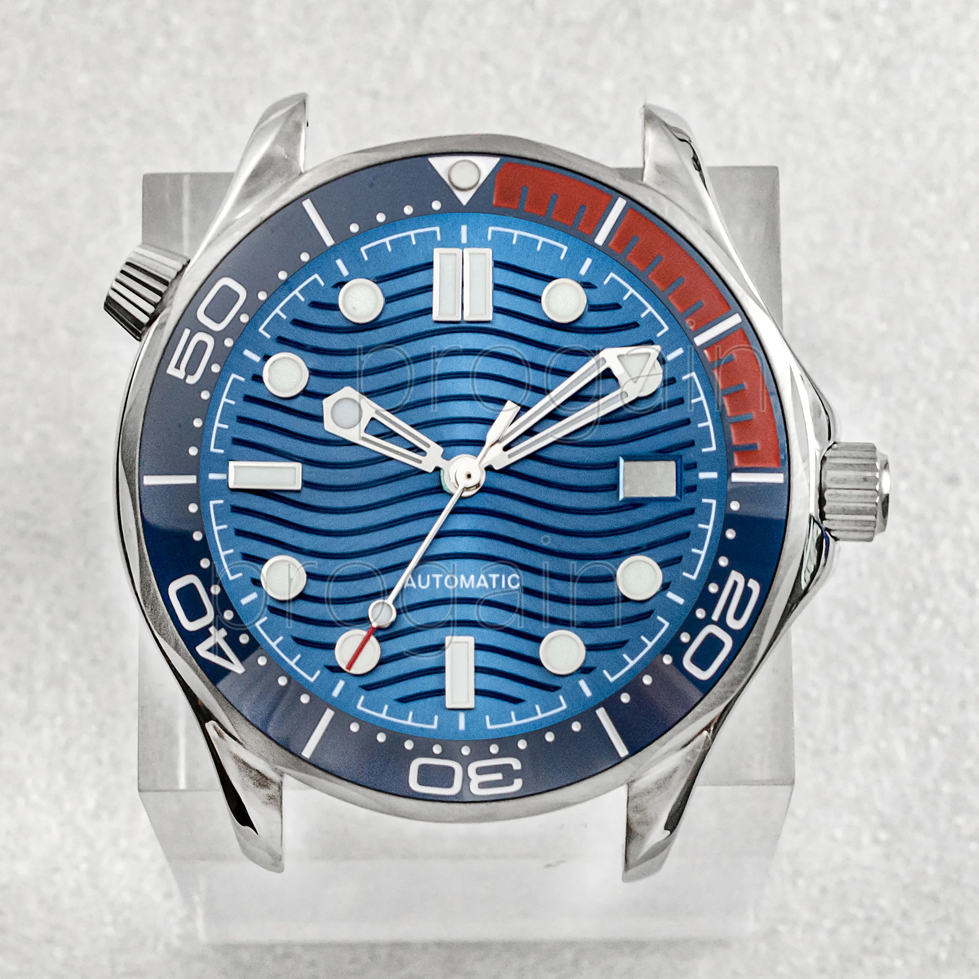 NH35 Case NH35 Dial for Seamaster 300 Case Stainless Steel 10ATM Waterproof Watch Case fit NH35 Automactic Movement Replacements