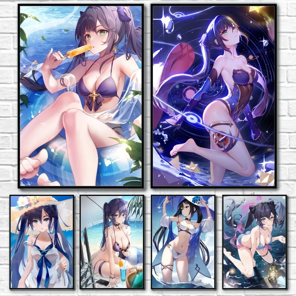 

Mona Megistus Genshin Impact Sexy Poster Sticky Wall Art Printing Waterproof Home Living Bed Room Bar Aesthetic Decor