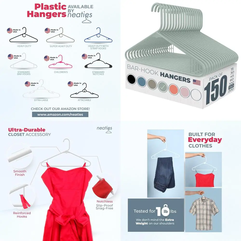 

Набор из 100 пластиковых вешалок, производство США, нагрузка до 2,7 кг, подходят для платьев, нижнего белья, рубашек, брюк - мятный цвет