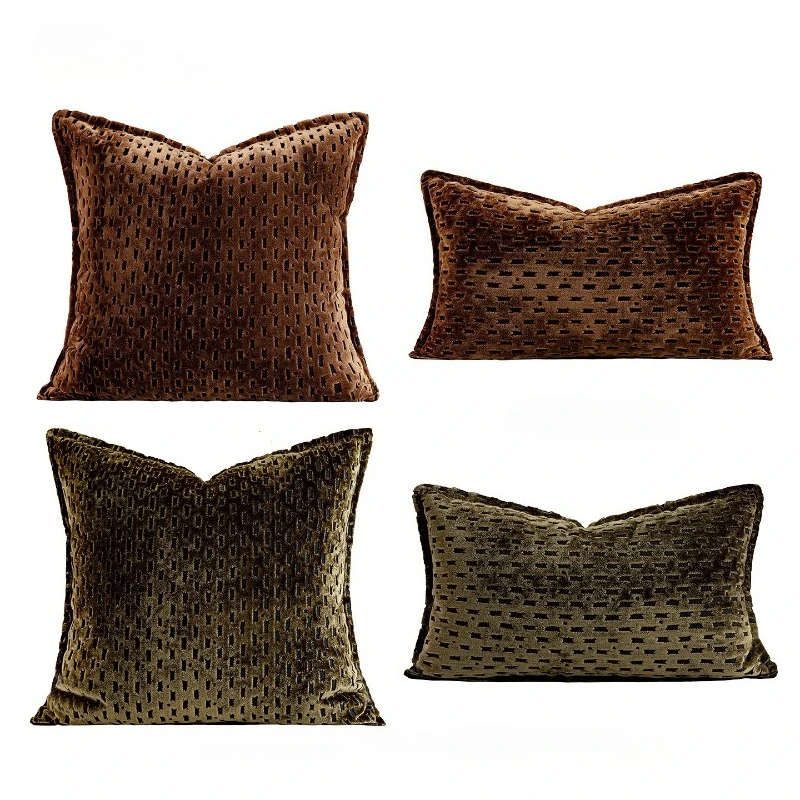 30X50/50X50CM Cut Velvet Throw Pillow Cover Green Coffee Homestay Stamping Waist Cushion Cover Decor Home Decorative Pillowcase