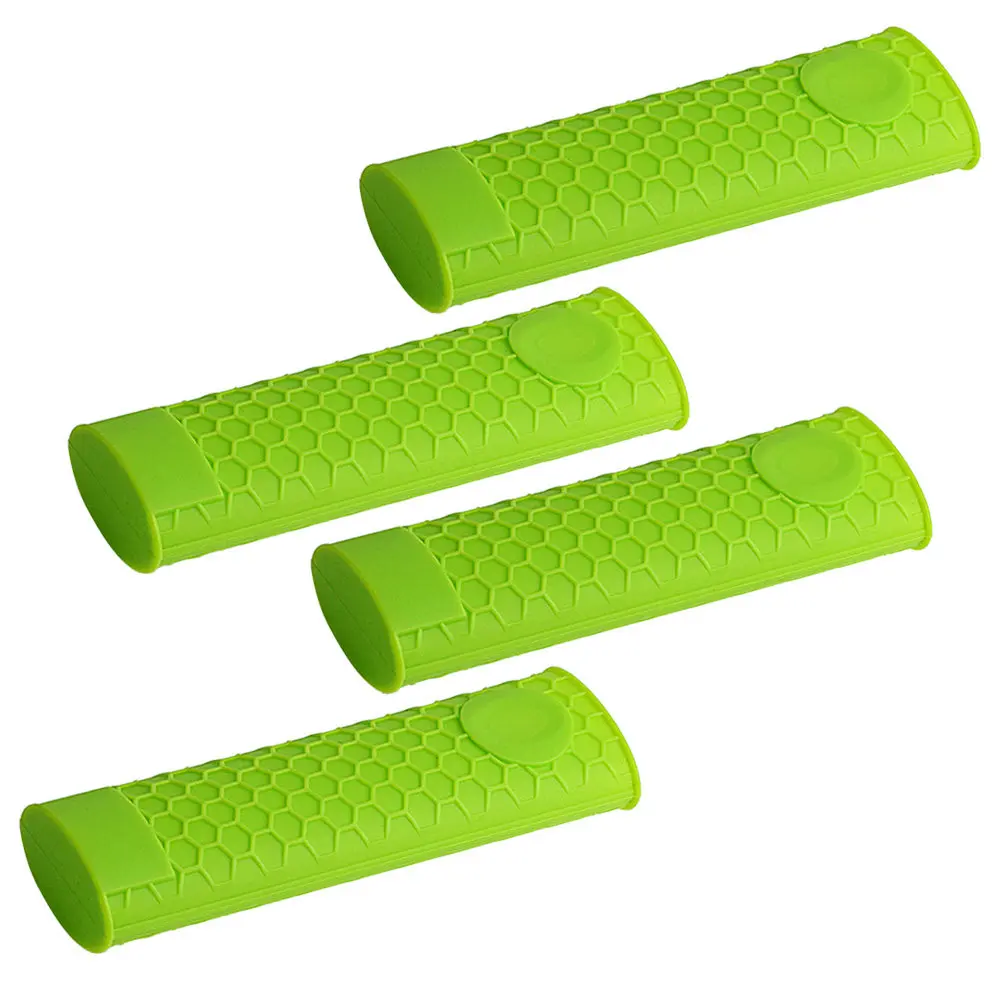 4Pcs Silicone Handle Sleeve for Hot Pots Pans Heat Protection Non Slip Grip Cast Iron Skillet Cover Stylish Kitchen Essential