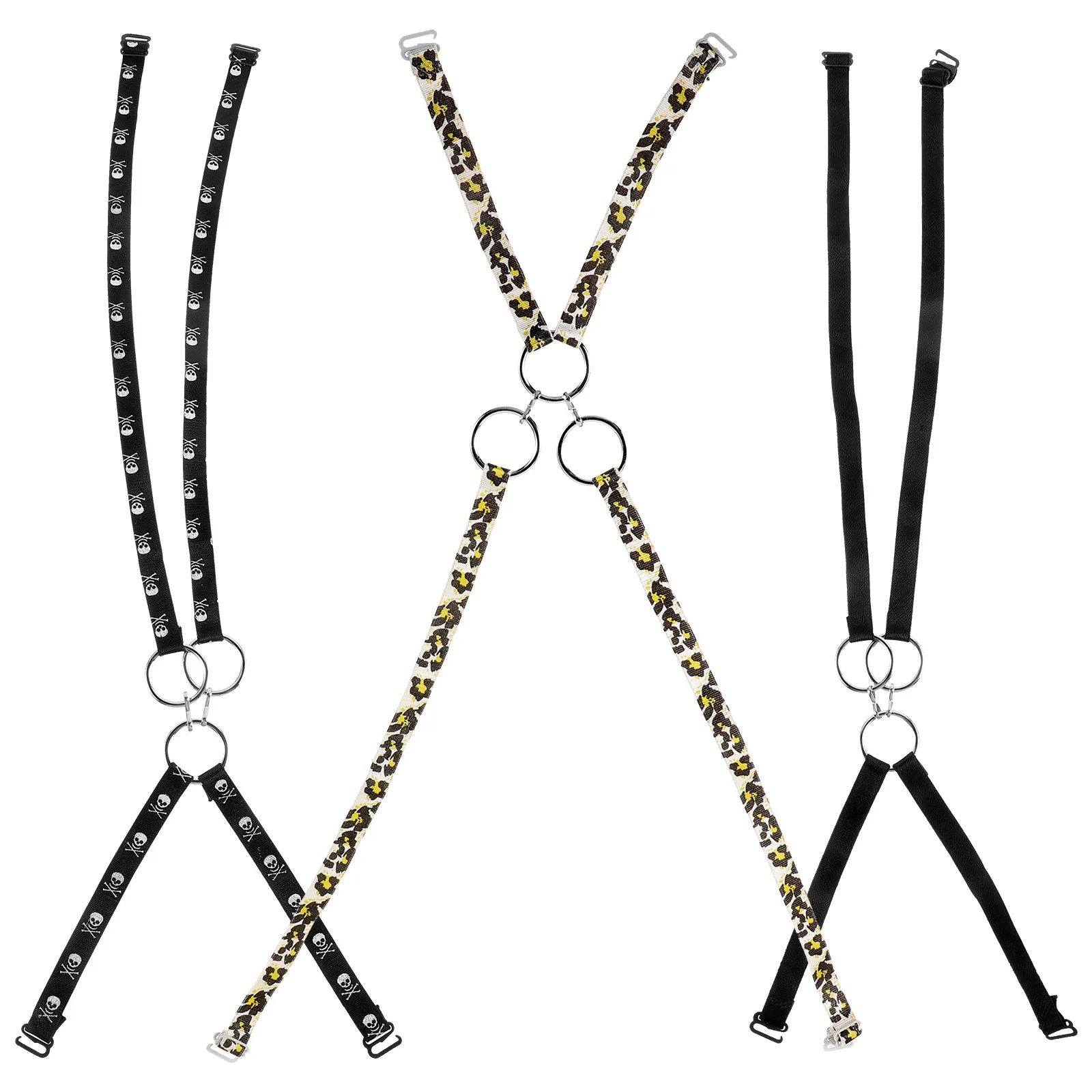 

3pcs Bra Straps Women Adjustable Elastic Extension 3 Rings Leopard Bra Straps For Women Print Black Decorative Tube Dresses